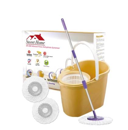 Taiwan No.1 Supamop Sh-350 Yellow Manual Press Dehydrate System Cleaning Mop Spin Mop Set
