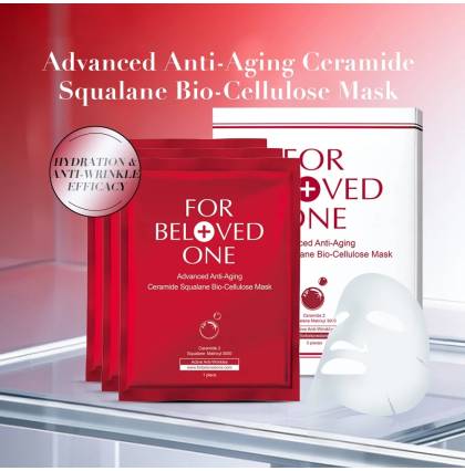 [SG Official Distributor]FOR BELOVED ONE - Taiwan 3 Pcs/Box Advanced Anti-Aging Ceramide Squalane Bio-Cellulose Mask