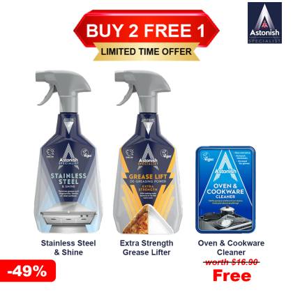[Buy 2 Free 1][Astonish] Home Cleaning | Grease Buster Kitchen Set | Sparkling Kitchen Every Time