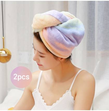 [2pcs]Colorful Auspicious Clouds Hair Drying Cap High Absorbent Soft Bath Shower Dry Turban Towel Wrap Quick Drying Caps