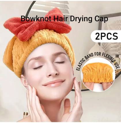 [2pcs/set] Coral Fleece Soft Hair Drying Cap Elastic Opening Shower Cap Highly Absorbent Hair Towel Hair Turban Towel