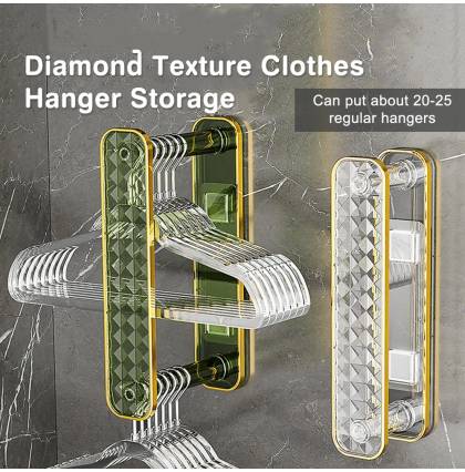 Diamond Texture Clothes Hanger Storage Punching-free Retractable Waterproof Double Layer Hanger Storage Rack