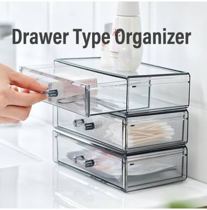 Drawer Type Transparent Storage Box Stackable Organiser PS Material Makeup Office Supplies Organizer
