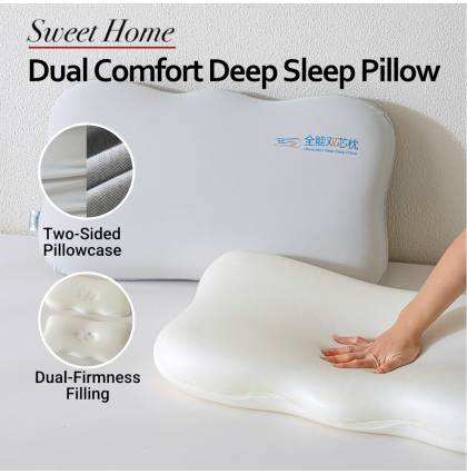 Dual Comfort Deep Sleep Pillow Bed Ergonomic Contour Memory Foam Pillow Double-sided Soft Breathable Pillowcase 69 x39cm