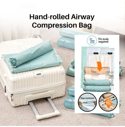 [5Pcs/Set] Hand-rolled Airway Compression Bag Vacuum Storage Seal Bag PA+PE 6C Waterproof Dustproof Space Saving 40x60cm