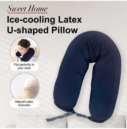 Ice-cooling Latex U-shaped Pillow Travel Massage Neck Pillow Sleeping Soft Portable Pillow