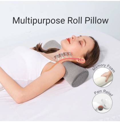 Premium Memory Foam Filling Neck Bolster Cervical Lumbar Knees Neck Ankles Feet Support Roll Pillow Cylindrical Bolster