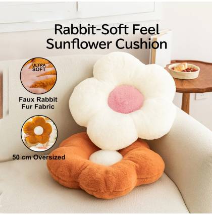 Rabbit-Soft Feel Sunflower Seat Cushion Plush Sunflower-shaped Chair Sofa Cushion Room Office Decorative Pillow Bolster
