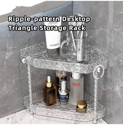 Ripple-pattern Desktop Triangle Storage Shower Corner Bathroom Kitchen Makeup Organizer Storage Box Holder