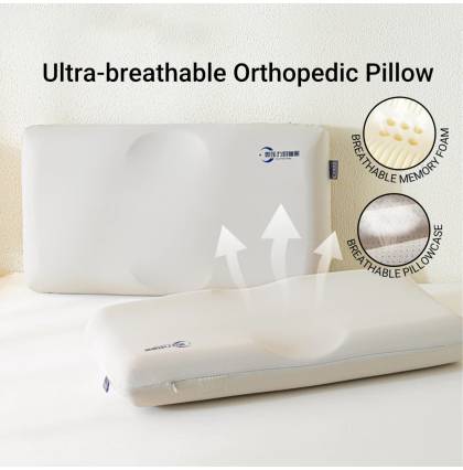 Ultra-breathable Orthopedic Pillow Neck Care Memory Foam Filler Ergonomic Contour Orthopedic Bed Pillow Bolster 68x39cm