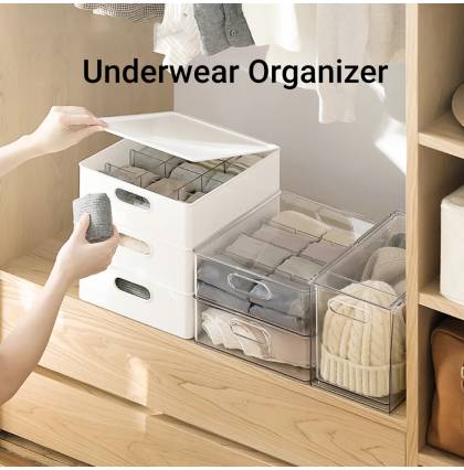 Underwear Organizer PET Material Bras Panties Briefs Storage Box Closet Clothing Stackable Wordrobe Closet Container