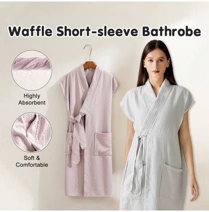 Waffle Short-sleeve Bathrobe Highly Absorbent Suspender Bath Skirt Quick Drying Soft Comfortable Bathroom 105cmx126cm
